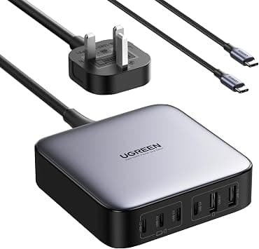 UGREEN Nexode 200W 6-Ports USB C Charging Station with 100W Cable, GaN Fast Charging Laptop Adapter with Multiple Protection Stable Desktop Stand Charger for MacBook Pro/iPhone 17/Samsung S25(UK Plug) على Amazon.ae - متتبع الأسعار