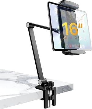 Adjustable Tablet Stand Mount for Desk with 360 Rotating Base and Foldable Aluminum Arm Compatible with Devices from 6.3 to 16 Inches for Kitchen, Office and Bedside Use on Amazon.ae - Price Tracker