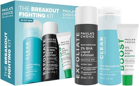 Paula's Choice Breakout Fighting Bestsellers - Facial Cleansing, Exfoliating & Treatment - Reduce Blemishes, Enlarged Pores & Blackheads - with Salicylic & Azelaic Acid - All Skin Types - Travel Size on Amazon.ae - Price Tracker