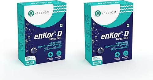 enKor-D Immunity Boosting Daily Probiotic for Oral Health | Prevents Sore Throat, Cough, Oral Infections | Prevents Bad Breath | Mint Flavour | For All Ages | 10 Sachets pack of 2+Pouch on Amazon.ae - Price Tracker