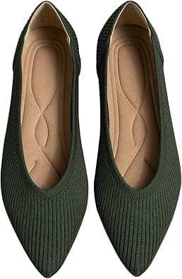 TINGRISE Women's Flats Shoes Pointed Toe Knit Ballet Comfortable Dressy Slip On Flat - Best Deal Finder