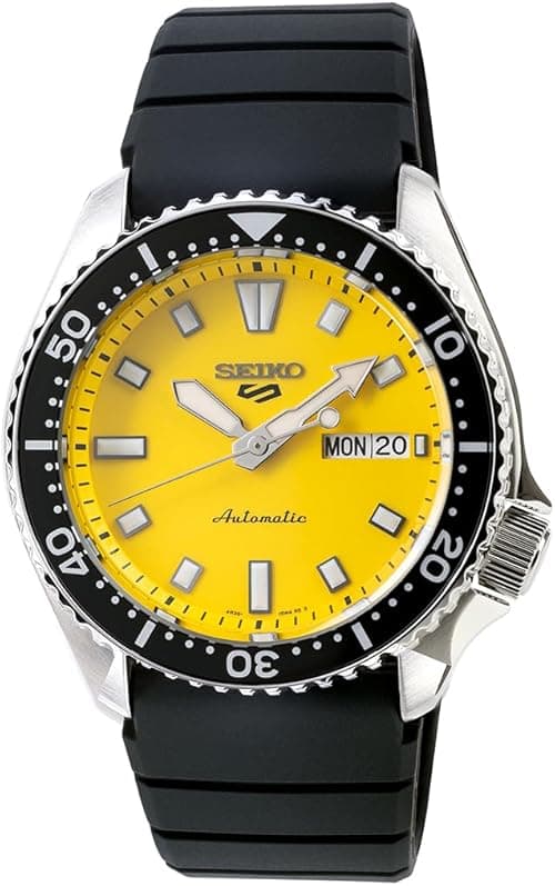 Seiko SRPL87K1 5 Sport SKX Redux Automatic Silicone Strap Watch for Men, 42.5 mm Case Size, Yellow/Black on Amazon.ae - Price Tracker