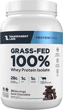 Transparent Labs Grass-Fed Whey Protein Isolate - Naturally Flavored, Gluten Free Whey Protein Powder with 28g of Protein per Serving & 9 Amino Acids - 30 Servings, Dark Chocolate على Amazon.ae - متتبع الأسعار