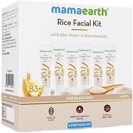 Mamaearth Rice Facial Kit With Rice Water & Niacinamide for Glass Skin - 60 g | Salon-Like Glowing Skin in 6 Easy Steps | Improves Skin Texture | Instant Glow | Suitable for all skin types - Best Deal Finder
