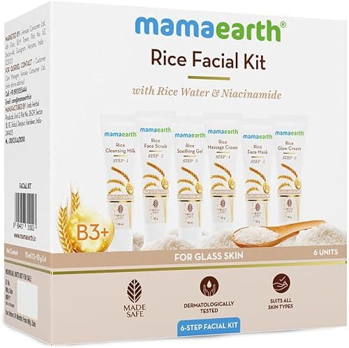 Mamaearth Rice Facial Kit With Rice Water & Niacinamide for Glass Skin - 60 g | Salon-Like Glowing Skin in 6 Easy Steps | Improves Skin Texture | Instant Glow | Suitable for all skin types on Amazon - Best Deal Finder