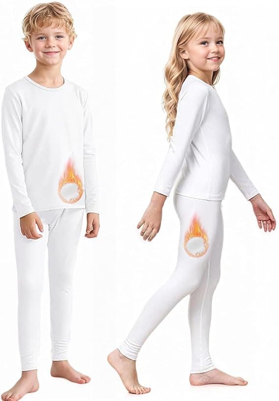 ALANX Kids Thermal Underwear Set Thermal Long Johns Top &amp; Bottom Set Winter children Thermal Base Layer Fleece Interior Long Warm sleepwear on Amazon.ae - Price Tracker
