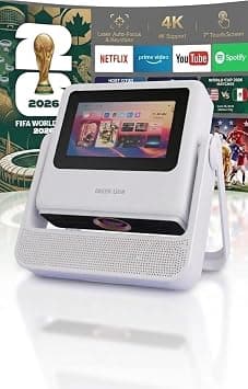 Green Lion Orion 2 Smart Projector with WiFi & Bluetooth, 4K Support, Android, Auto Focus & Keystone, 250" Display, 180° Rotation, 7" HD Screen, Dual 5W Speakers, Home Theater & Outdoor Movie on Amazon.ae - Price Tracker
