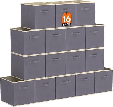Lifewit 16 Packs Storage Cubes, 11 Inch Cube Storage Bins, Foldable Decorative Fabric Storage Baskets for Organizing Home Organizers with Handles for Shelves, Closet, Grey on Amazon.ae - Price Tracker