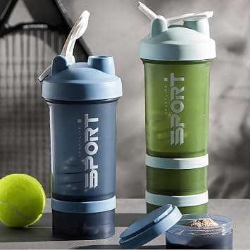 EYSOO Protein Shaker Bottle 2 Pack 500ml / 17oz Shaker Bottle for Protein Mixes Leak-proof BPA Free 3-Layer Protein Shaker with Supplement Pill Storage Container Gym Shaker Cup (Blue & Green) on Amazon.ae - Price Tracker