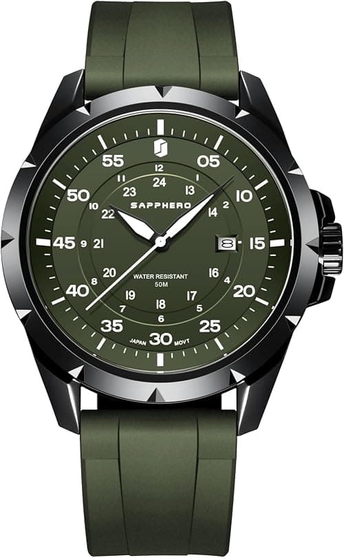 SAPPHERO Men's Watch Military Sports Watch Luminous Pointer 3 O'Clock Date Window Durable Adjustable Nylon Strap Casual Watch for Men on Amazon.ae - Price Tracker