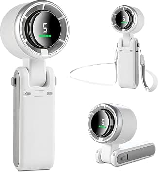 MERTTURM 3 IN 1 Mini Handheld Turbo Fan(12H Standby), Desk/Neck Portable Fan with 5 Super Powerful Wind Speed&Brushless Motor, Rechargeable Personal Lash Pocket Fan for Travel Makeup Outdoor-White on Amazon.ae - Price Tracker