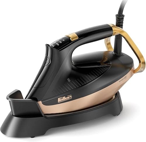 Feller Germany Vanguard Plus Steam Iron 3000W,Grab-to-Steam Technology,Prime Gold Ceramic 2x Sole Plate+Anti Calc,Anti Drip,Auto Shut Off,Display,Turbo Steam, SI300,2Y Guarantee-UAE Version (Gold) on Amazon.ae - Price Tracker