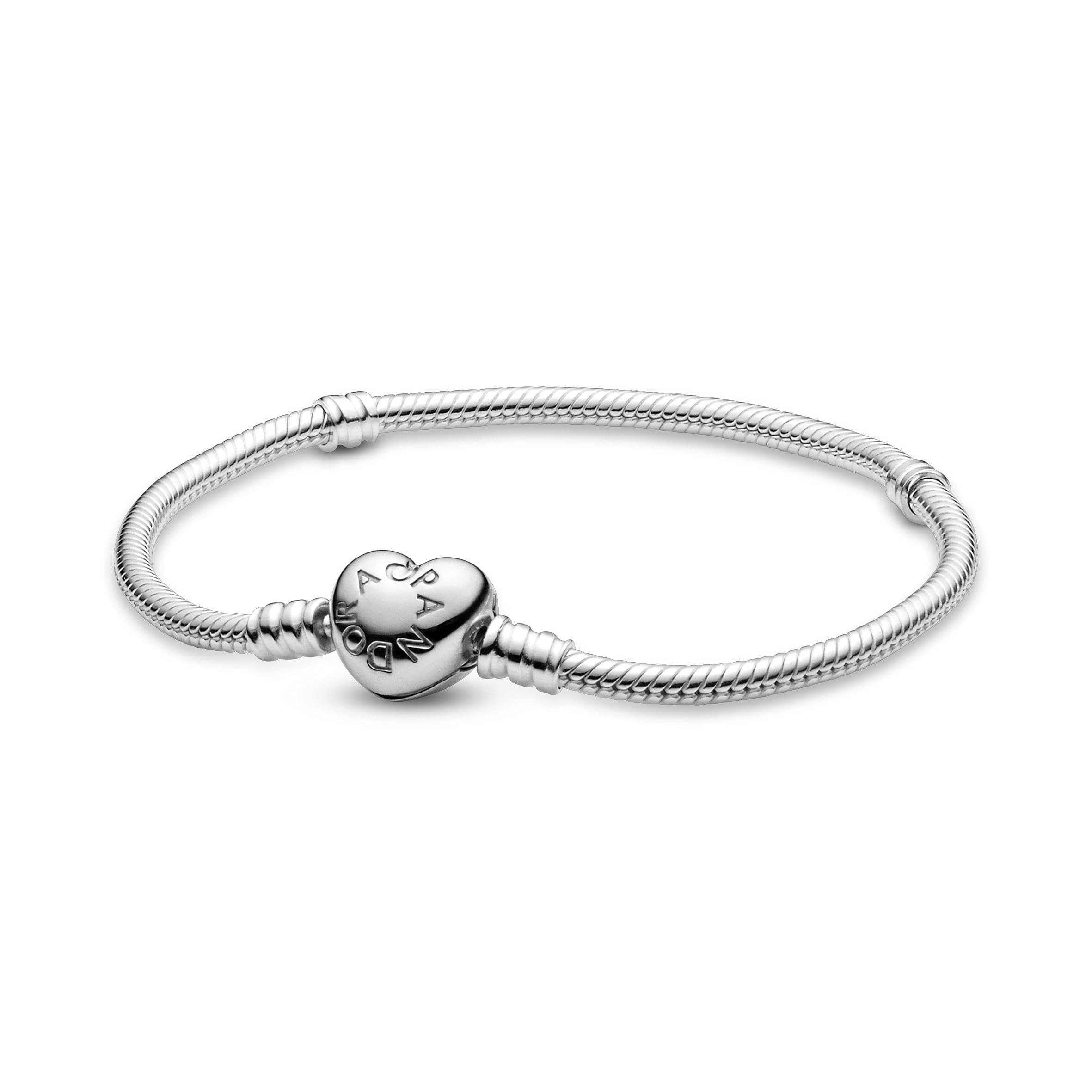 Pandora Moments Women's Sterling Silver Heart Clasp Snake Chain Bracelet for Charms - 16 CM on Amazon.ae - Price Tracker
