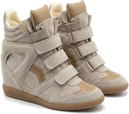 Wedge Sneakers for Women Suede Tennis Shoes, Hidden Wedges Round Toe Strappy High Top Sneakers Comfy Casual Walking Shoes on Amazon.ae - Price Tracker