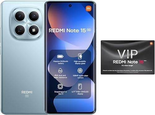Redmi Note 15 5G Smartphone (8GB RAM, 256GB Storage), 108MP Camera, 5520mAh Battery, 6.77" FHD+ AMOLED Display, IP66 Water & Dust Resistant, Glacier Blue, UAE Warranty on Amazon.ae - Price Tracker
