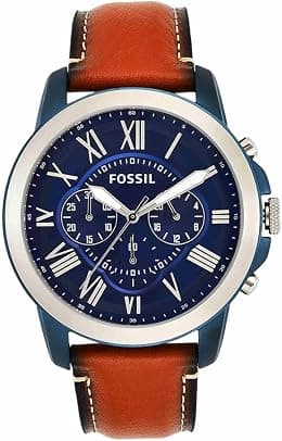 Fossil Grant Blue Dial Leather Strap Men's Watch FS5151 - Best Deal Finder