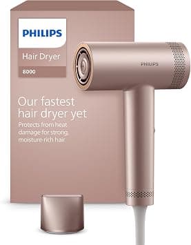 Philips 8000 Series Hair Dryer with ThermoShield Advanced Ionic Brushless DC Motor Scalp Care 1400W Pink Champagne Model BHD837/03 on Amazon - Best Deal Finder