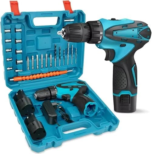 Blue Coral Cordless Drill Driver Set with 2 Battery and Box Lithium Screwdriver Repairing Tool Kit Brushless Motor Electric Screw Driver (Blue) على Amazon.ae - متتبع الأسعار