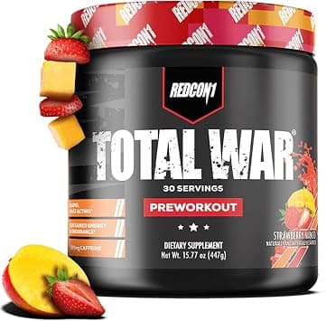 Redcon1 Total War - Pre Workout, 30 Servings (Strawberry Mango) على Amazon.ae - متتبع الأسعار