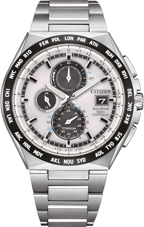 CITIZEN Titan Men's Watch Eco-Drive Solar Radio-Controlled Chronograph with Titanium Link Strap AT8238-84A on Amazon.ae - Price Tracker