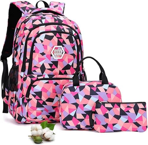 URbazaar Girls School Bag,Girl Geometric Printed Primary Junior High University School Bag Bookbag Backpack Sets على Amazon.ae - متتبع الأسعار