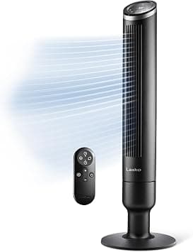 LASKO Apex Tower Fans Oscillating Quiet 42" - 29 ft/s Airflow, 28 dB, 90° Oscillation, 12H Timer, Air Filter for Hair & Dust, Remote, Black, Floor Fans for Home Bedroom, RST200 on Amazon.ae - Price Tracker
