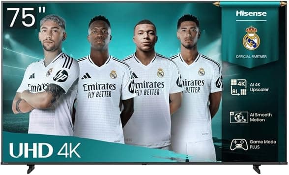 Hisense 75-Inch 4K UHD Smart TV (75A61Q, 2025) — VIDAA OS | Dolby Atmos & Dolby Audio | Game Mode PLUS (VRR, ALLM) | 4K AI Upscaler, Voice Remote, Wi-Fi, Bluetooth, HDMI eARC on Amazon.ae - Price Tracker
