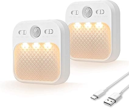 MERTTURM Motion Sensor Night Light, Wireless Rechargeable LED Night Light Indoor, 3 Sensor Modes&amp;Adjustable Brightness (30days Standby), Stairs/Bedroom/Bathroom/Hallway Light for Kids, Adult [2 Pack] on Amazon.ae - Price Tracker