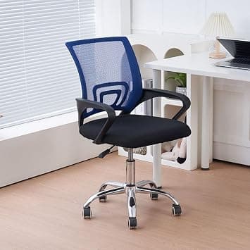 Danube Home Herald Office Chair Ergonomic Office Chair | Modern Desk Computer Chair | Swivel Office Armchair | Fixed Lumbar L58.5xW53xH95cm - Blue/Black على Amazon.ae - متتبع الأسعار