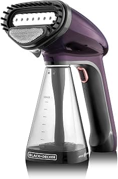 BLACK+DECKER Handheld Garment Steamer, 1500W, 21g/min Steam, 40s Fast Heat-Up, Universal Bottle Adaptor, 260ml Detachable Tank, Purple, HST1500-B5 on Amazon.ae - Price Tracker