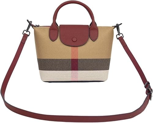 Designer women's Handbag, Vintage Leather Shoulder Bag(real Leather + Canvas Construction),woven's Tote bag on Amazon.ae - Price Tracker