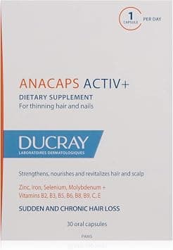 Ducray Anacaps Activ+ Food Supplement - for Sudden and Chronic Hair Loss - 30 Capsules - Best Deal Finder