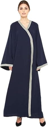 Nukhbaa Womens Abaya Made With Fine Fabric, Comes With Matching Hijab AJ371A Traditional (pack of 5) - متتبع أسعار Amazon.sa