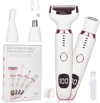 Wet & Dry Electric Razor for Women Men,4-in-1 Electric Shaver Cordless Lady Razor with LED Display, IPX7 Waterproof Rechargeable Facial Hair Remover Bikini Trimmer for Face Legs Underarm Nose on Amazon.ae - Price Tracker
