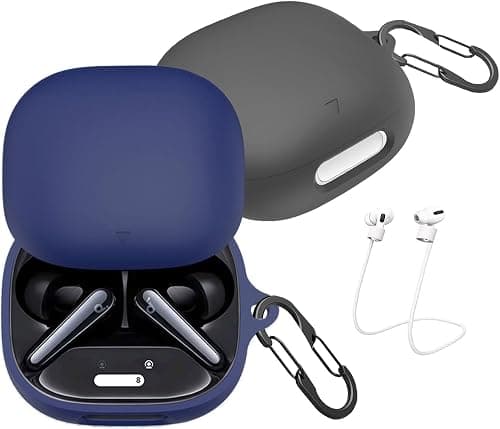 [2-Pack] easyBee Case Compatible with Soundcore Liberty 4 Pro Earbuds, with 2 Carabiner Anti-Lost Straps, Liquid Silicone Case, Shockproof Protective Case, Bluetooth Headphones Bag - Black Blue على Amazon.ae - متتبع الأسعار