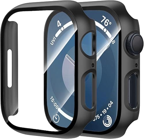 2 Pack Case for Apple Watch Series 11/10 42mm with Tempered Glass Screen Protector, Ultra-Thin Scratch Resistant Full Protective Cover for iWatch 42 mm, Black on Amazon.ae - Price Tracker