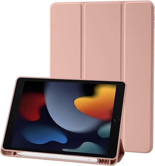 Palkitsee Case Compatible with iPad 9 8 7 Generation 10.2 Inch, Model 2021/2020/2019,9th/8th/7th Case with Pen Holder, Trifold Stand Protective Case, Auto Sleep/Wake for iPad 10.2 - Rose Gold على Amazon.ae - متتبع الأسعار
