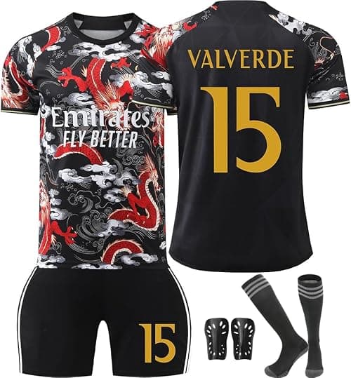 2024/25 Special Edition RM Football Jersey Kit– VALVERDE #15 Signed Edition–Soccer Uniform Set with Shorts,Socks&Knee Pads–Athletic Training Gift for Men,Youth&Boys(16–3XL),Red Black on Amazon.ae - Price Tracker