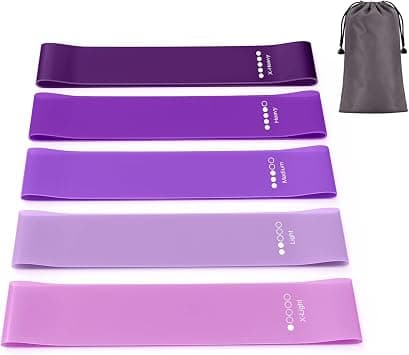 Resistance Bands, [Set of 5] Skin-Friendly Resistance Fitness Exercise Loop Bands for Women and Men, 5 Different Strength Levels, Carry Bag Included, Ideal for Pilates, Gym, Yoga, Training - Best Deal Finder