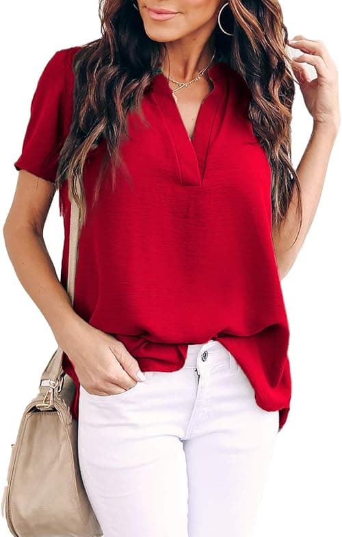 Allimy womens Casual Split V Neckline Blouses Soft on Amazon.ae - Price Tracker