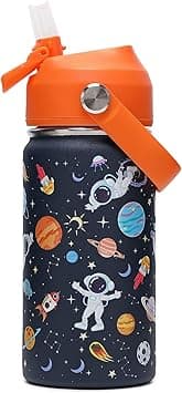 ZERIFAM Kids Water Bottle with Straw, 12oz Kids Insulated Water Bottle with Big Handle, Double Wall 18/8 Stainless Steel, Gift for Kid Girls to School Travel Sports, Hands Wash Only on Amazon.ae - Price Tracker