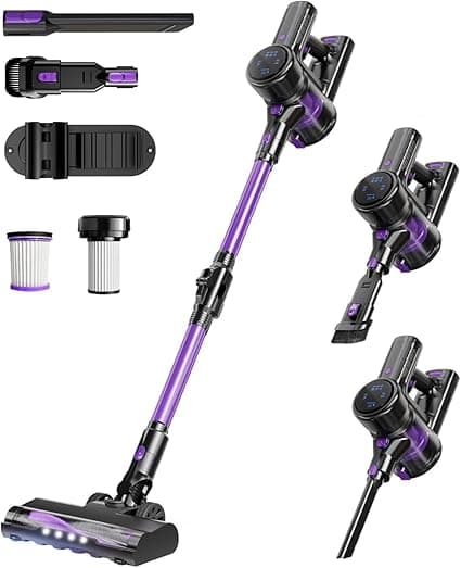 Cordless Household Vacuum Cleaner Wet and Dry, 28KPA Suction Stick Vacuum with LED Headlight 3 Modes,مِكْنَسَةٌ كَهْرَبَائِيَّةٌ قَوِيَّةٌ لَاسْلَكِيَّة, Wireless Vacuum Cleaner For Hard Floors,Carpet on Amazon.ae - Price Tracker