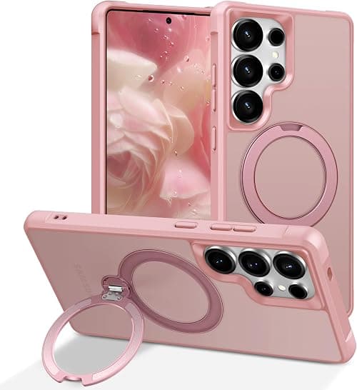 ELEPIK Stronger Magnetic for Galaxy S25 Ultra Case with 360° Rotating Stand, [Compatible with MagSafe] [Wireless Charging Compatible] Slim Phone Cover for Samsung Galaxy S25 Ultra, Pink on Amazon.ae - Price Tracker