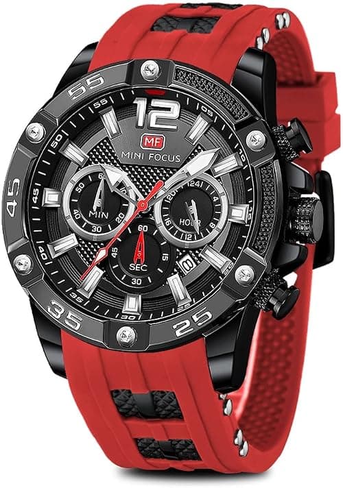 Mens Sport Watches Military Waterproof Multifunction Chronograph Watch Luminous Silicon Strap Casual Watches for Men Fashion Business Wrist Watch Clock على Amazon.ae - متتبع الأسعار