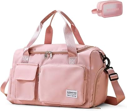 BEULPTN Small Gym Bag for Women, Waterproof Travel Duffle Bag Carry On Weekender Bag with Shoe Compartment & Wet Pocket, A-Pink, Fashion على Amazon.ae - متتبع الأسعار