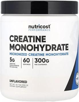 Nutricost Creatine Monohydrate Micronized Powder, 5g per Serving, 60 Servings, 300g, Unflavored, Non-GMO, Vegan on Amazon.ae - Price Tracker