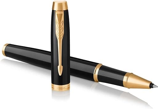 Parker Im Rollerball Pen, Black Lacquer Gold Trim With Fine Point Black Ink Refill, Gift Box (1931659), Black And Gold on Amazon.sa - Price Tracker