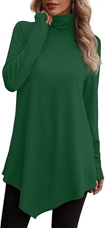JUSTFASHIONNOW Turtle Neck Shirts for Women Long Sleeve Tunic Tops to Wear with Leggings Dressy Casual Fall Clothes 2025 on Amazon.ae - Price Tracker