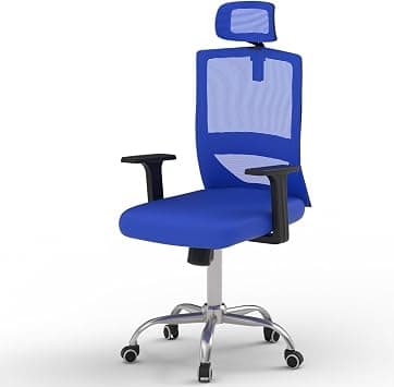 Mahmayi TJ HY-902 Blue Mesh Office Chair - High Back, Breathable Design, Adjustable Headrest & Lumbar Support, Computer Swivel Chair for Comfortable Workspaces على Amazon.ae - متتبع الأسعار