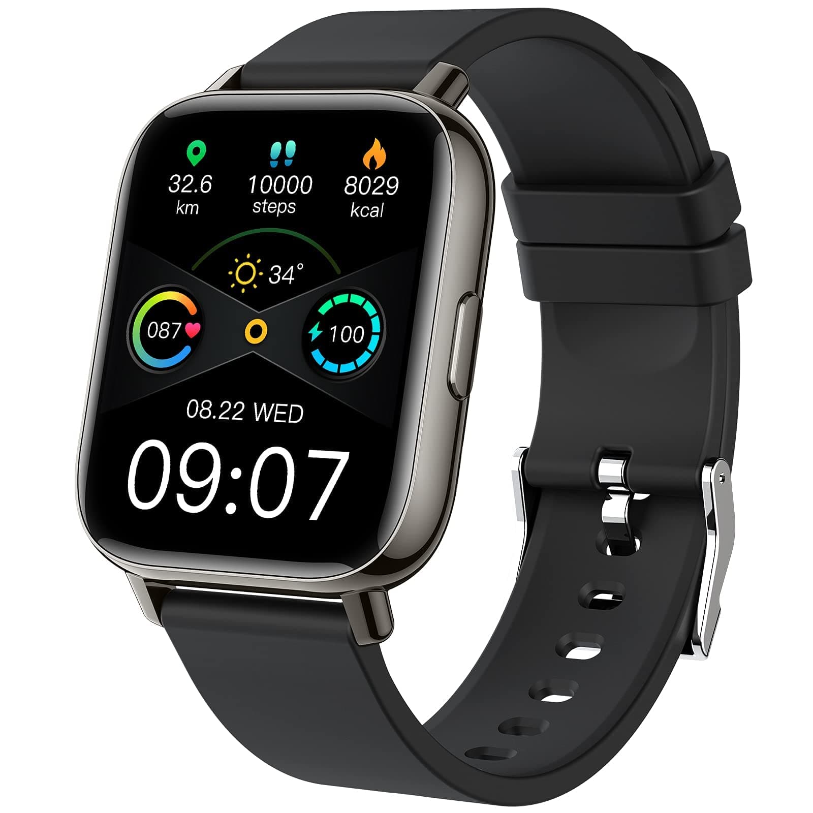Smart Watch, 1.69" Touch Screen Fitness Tracker, Waterproof IP68 Smartwatch with Heart Rate Monitor, Sleep & Activity Tracker, Multi-Sport Modes, Pedometer, Calorie Counter, Stopwatch, Black on Amazon.ae - Price Tracker